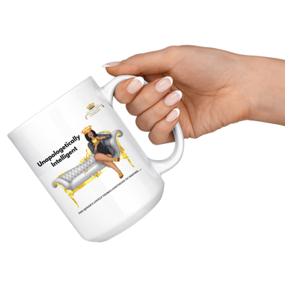 Queen's Collection White Coffee Tea Mug Unapologetically Intelligent
