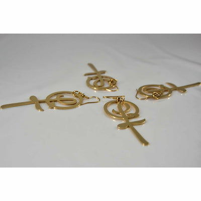 QLT 18 KT Gold Plated Royal Awareness Medium 2.5 inch Earrings