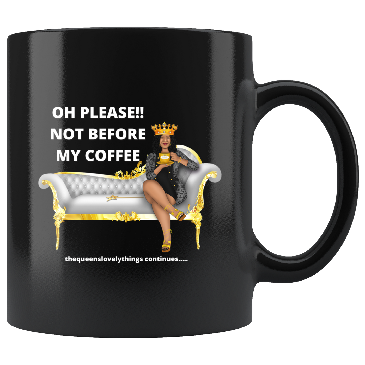 Queens Collection Not Before My Coffee Black Mug Gift Set of 2