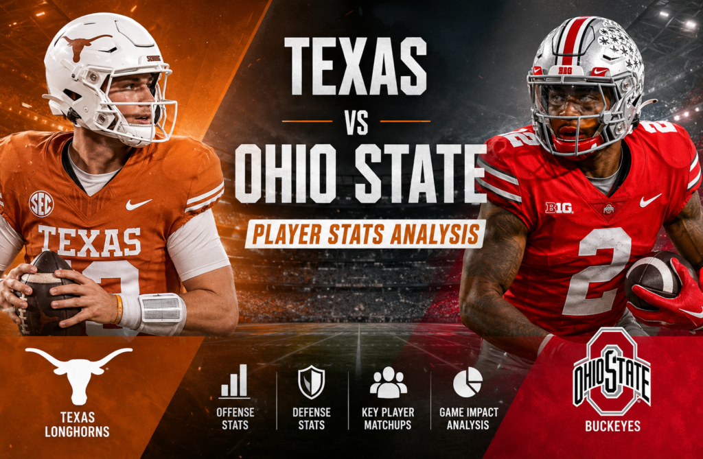 Texas Longhorns Football vs Ohio State Buckeyes Football Match Player Stats