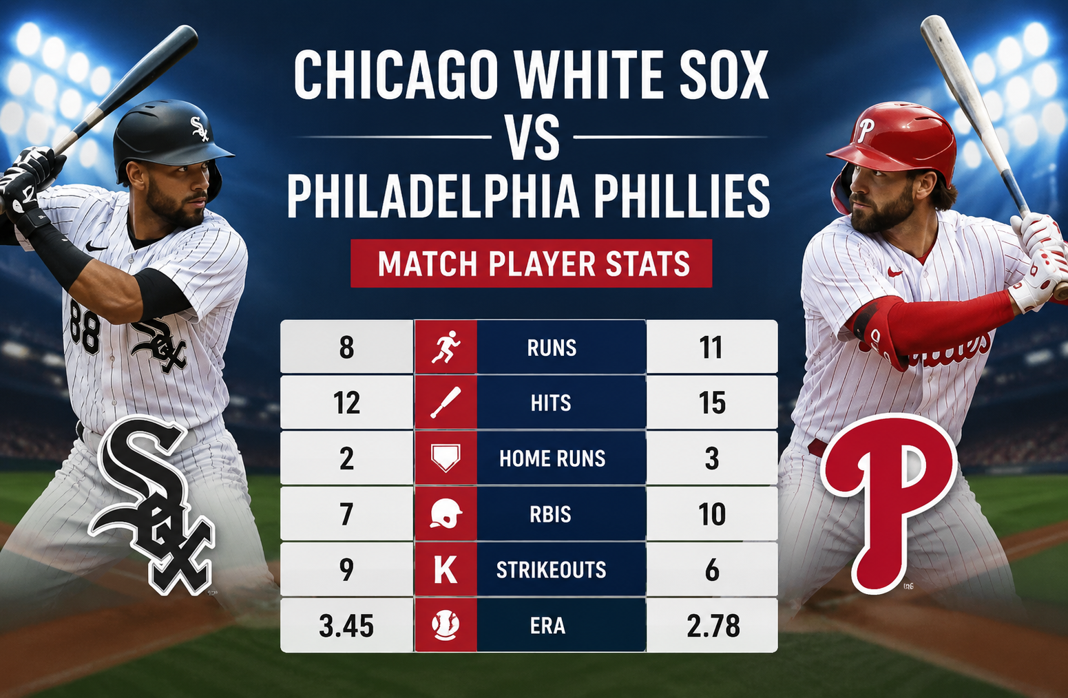 Chicago White Sox vs Phillies Player Stats