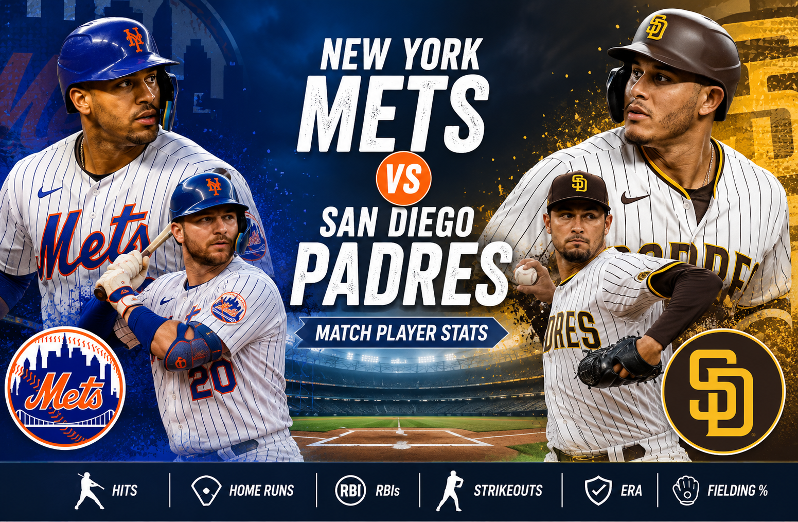 New York Mets vs San Diego Padres Match Player Stats