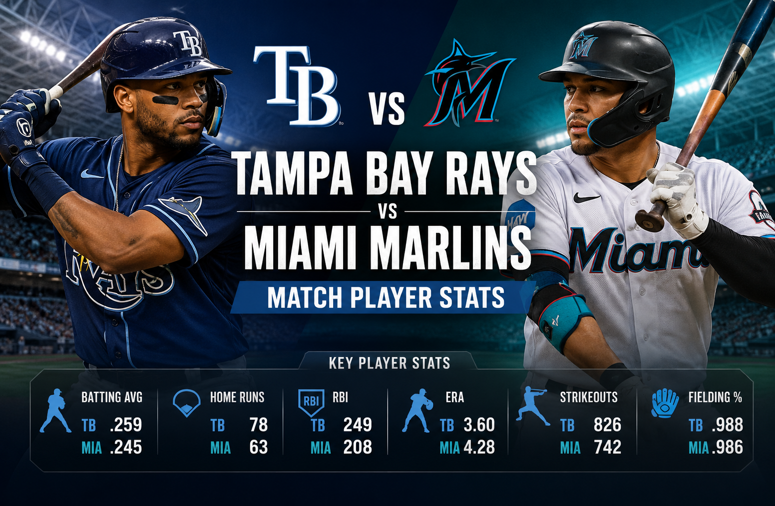 Tampa Bay Rays vs Miami Marlins Match Player Stats