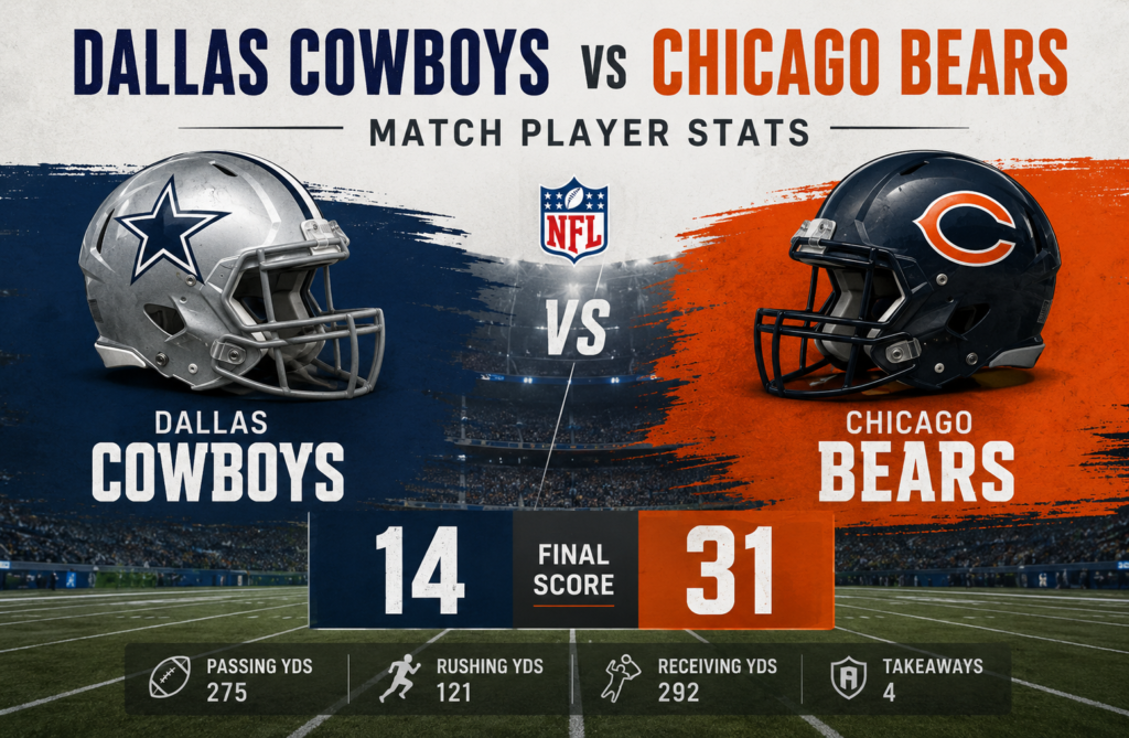 Dallas Cowboys vs Chicago Bears Match Player Stats