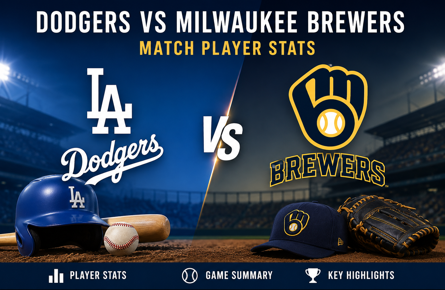 Dodgers vs Milwaukee Brewers Match Player Stats