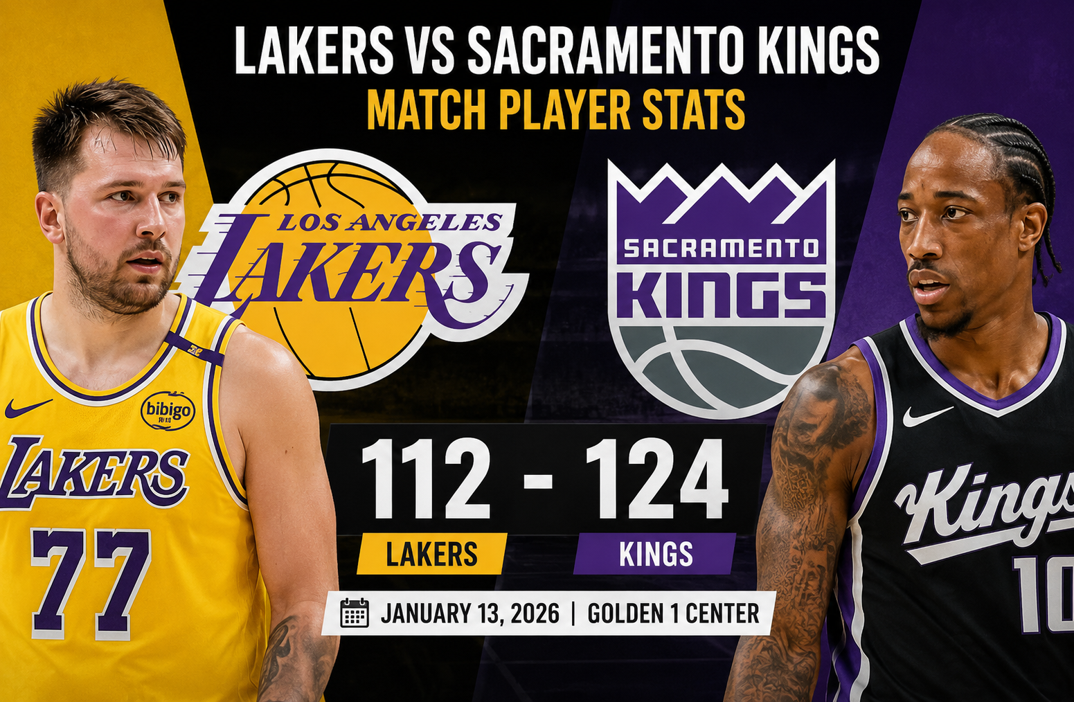 lakers vs sacramento kings match player stats