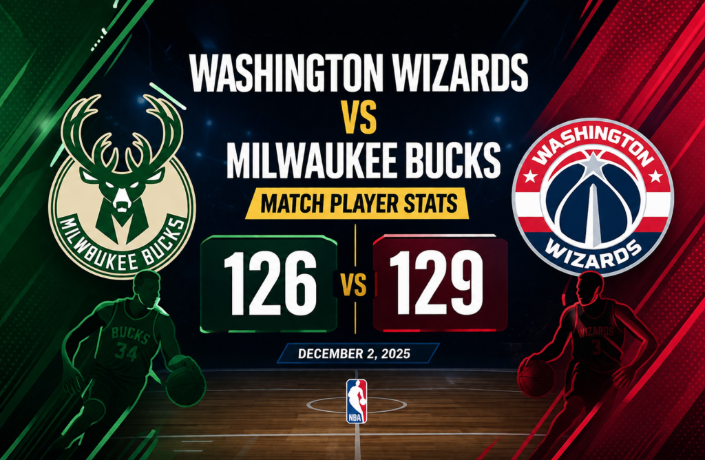 Washington Wizards vs Milwaukee Bucks Match Player Stats