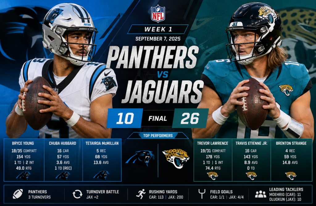 Carolina Panthers vs Jacksonville Jaguars Match Player Stats