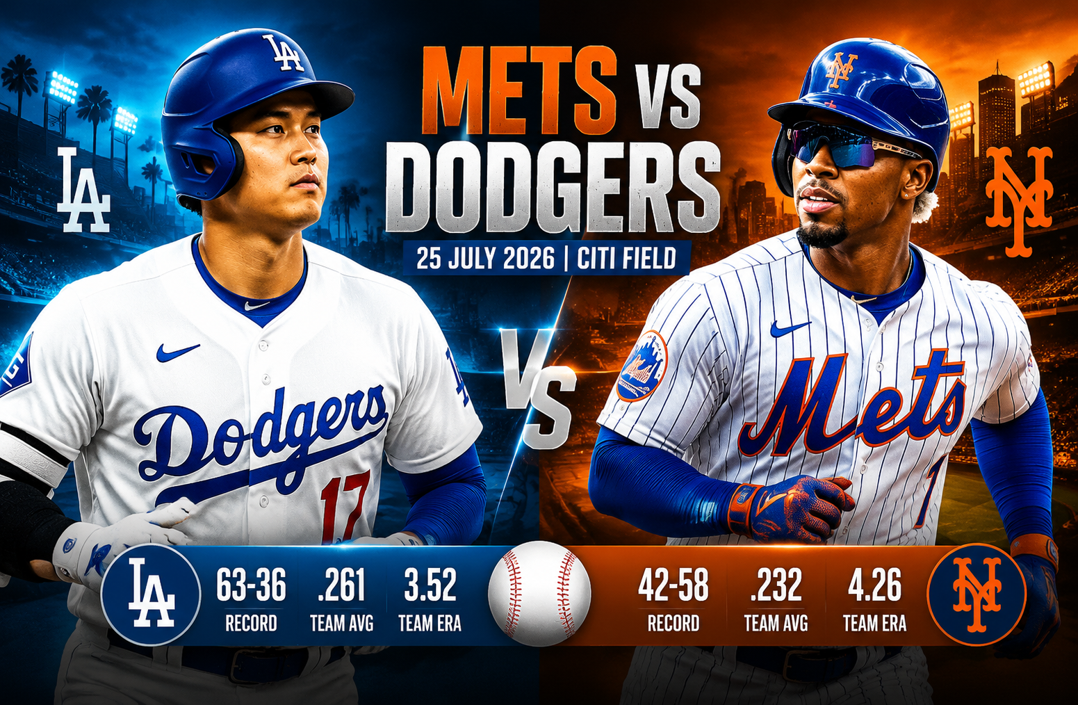 mets vs dodgers match player stats