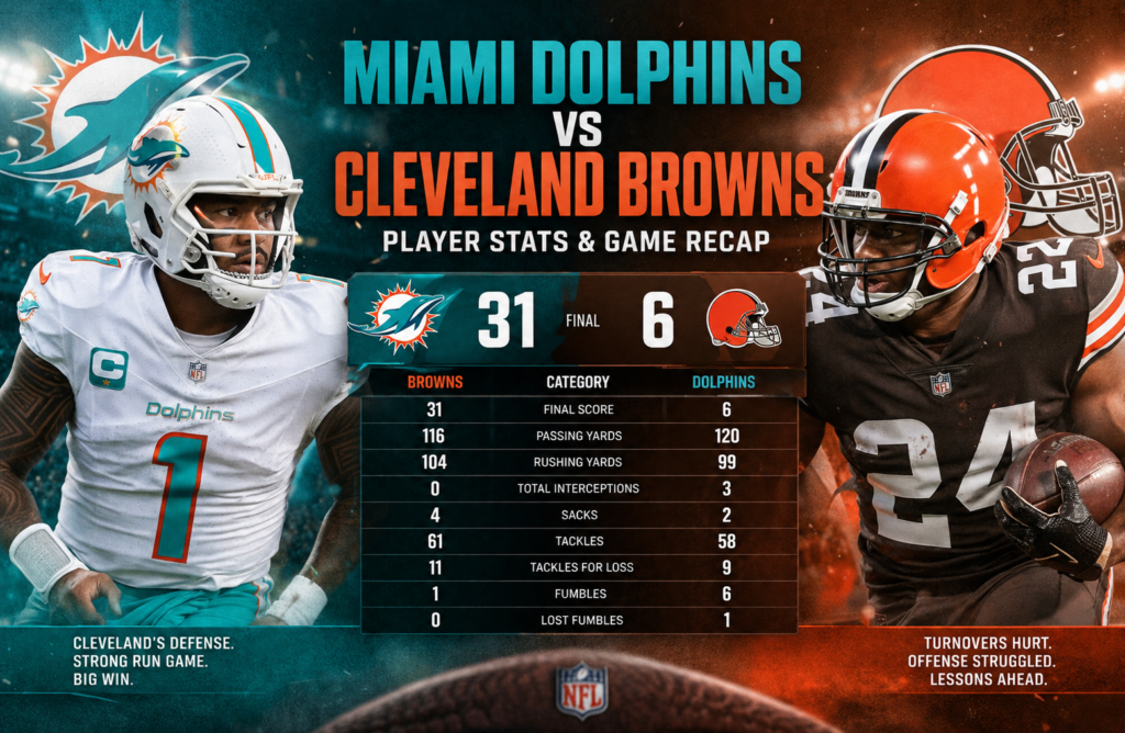 miami dolphins vs cleveland browns match player stats