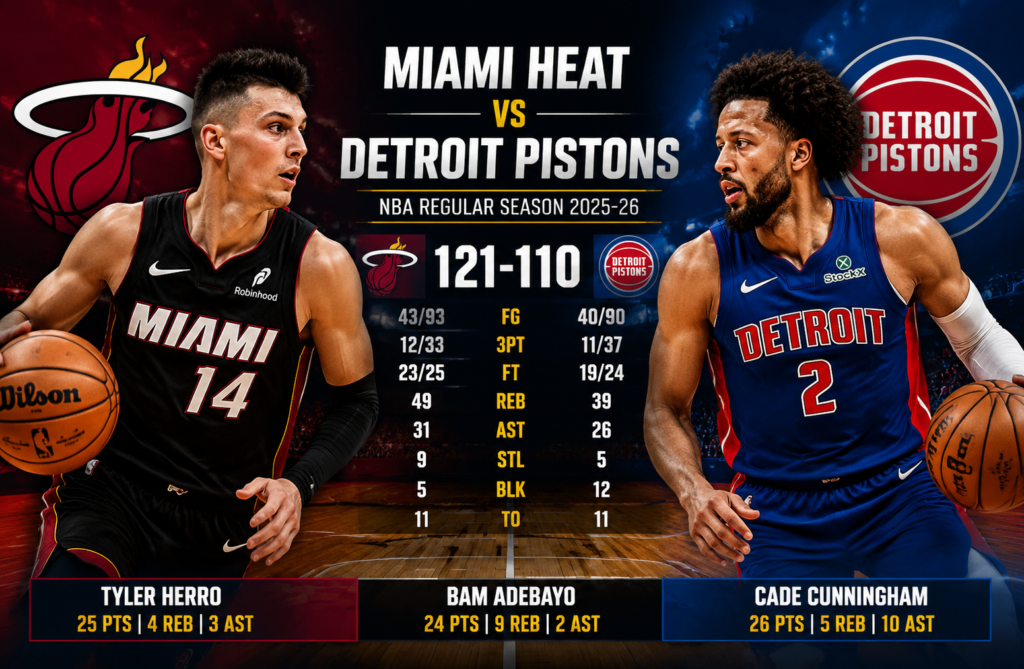 Miami Heat vs Detroit Pistons Match Player Stats