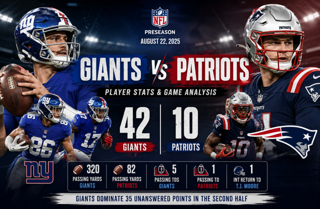 New York Giants vs New England Patriots Match Player Stats