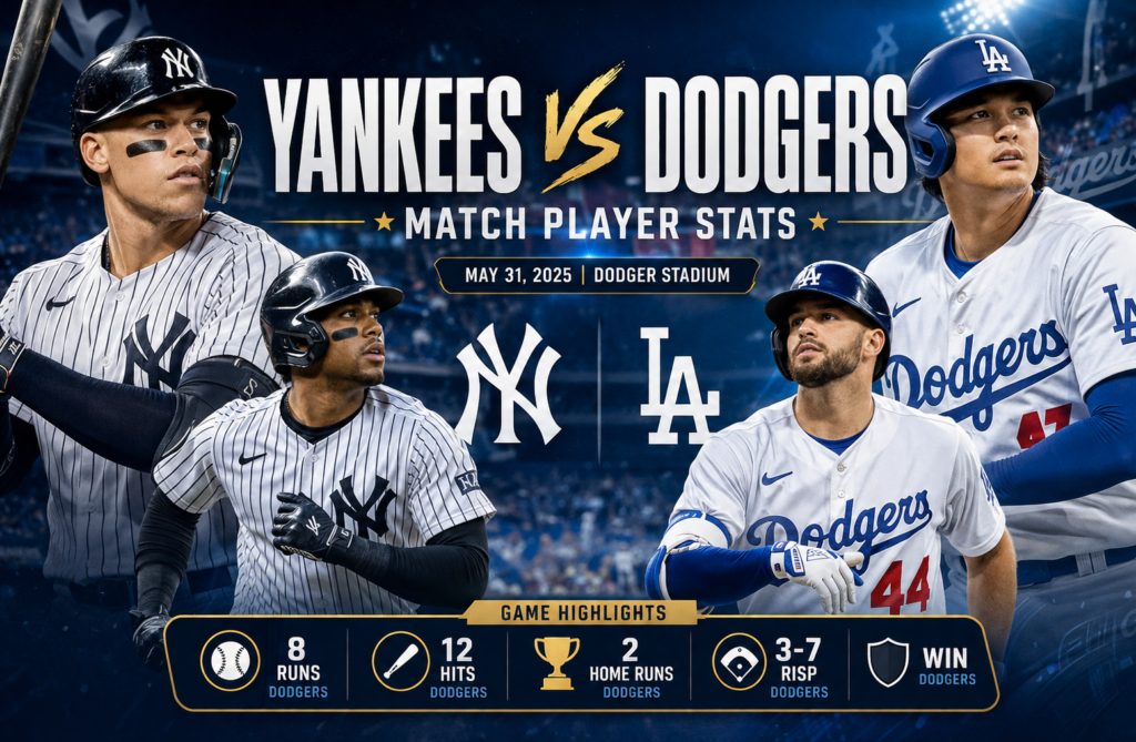 New York Yankees vs Dodgers Match Player Stats