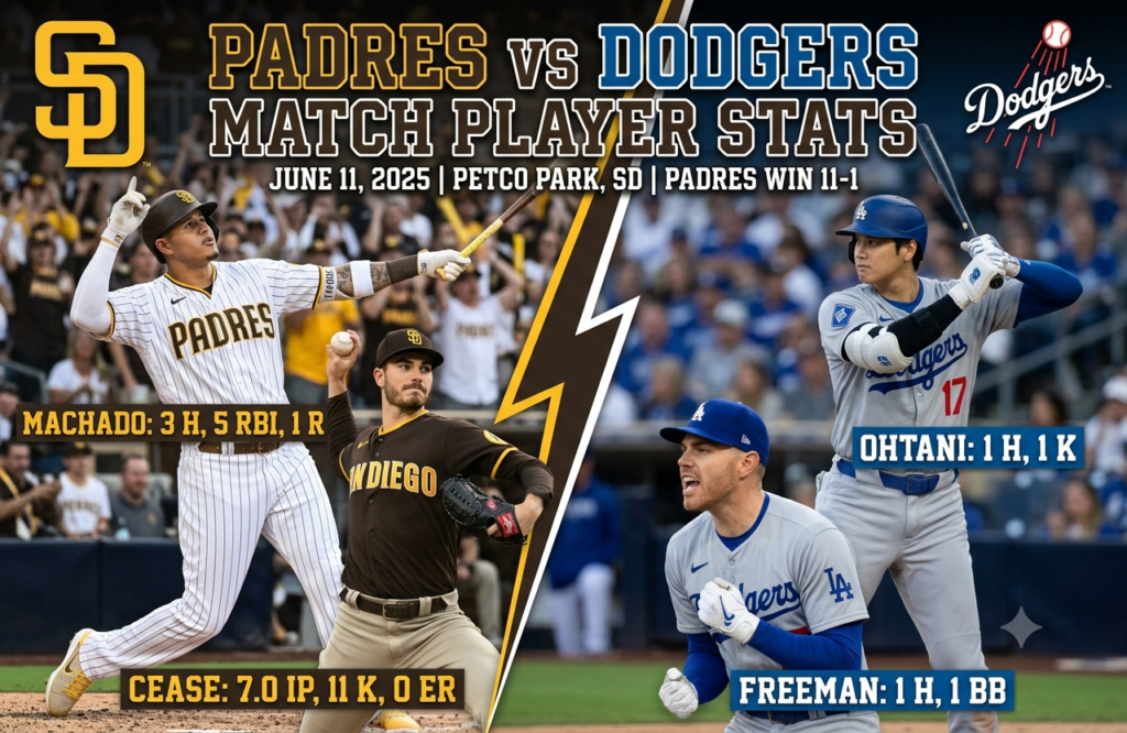 Padres vs Dodgers Match Player Stats