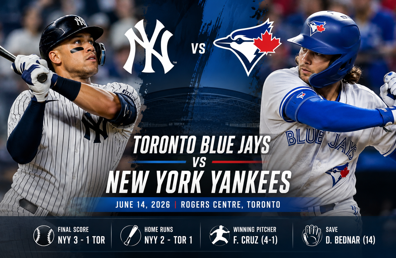 toronto blue jays vs new york yankees match player stats