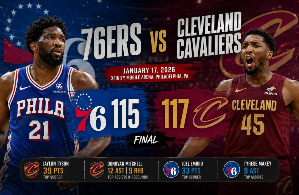 76ers vs cleveland cavaliers match player stats