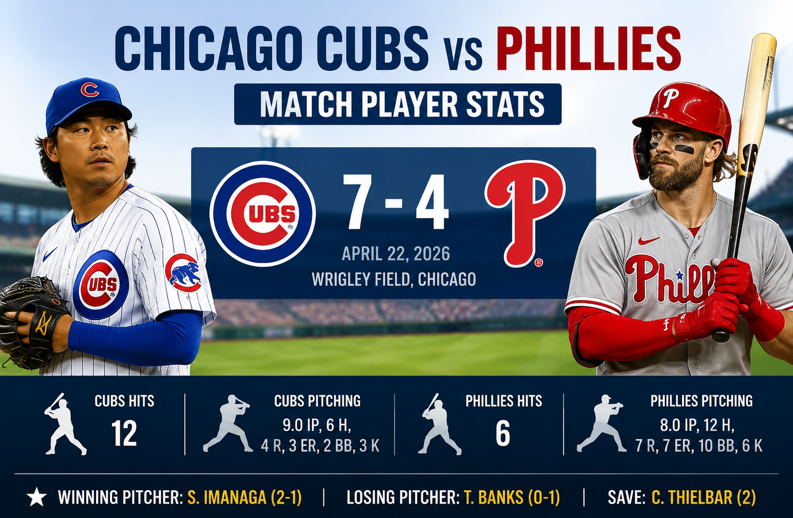 Chicago Cubs vs Phillies Match Player Stats Breakdown