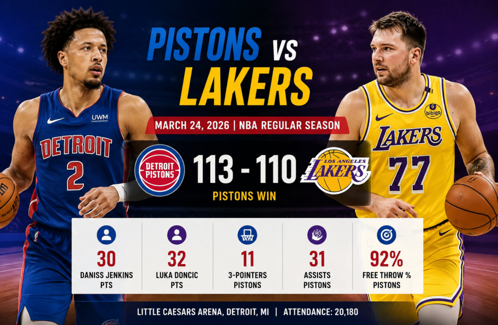Detroit Pistons vs Lakers Match Player Stats