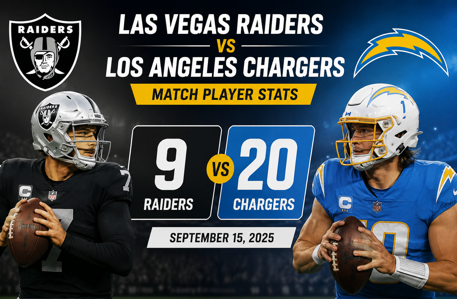 Las Vegas Raiders vs Chargers Match Player Stats