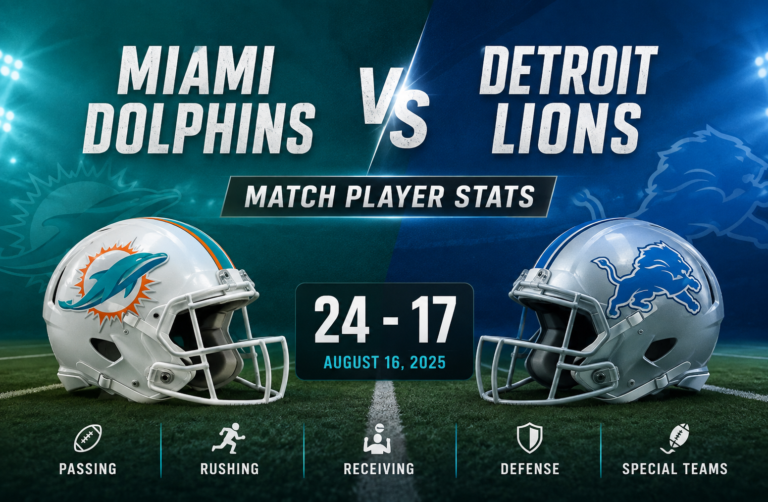 Miami Dolphins vs Detroit Lions Match Player Stats