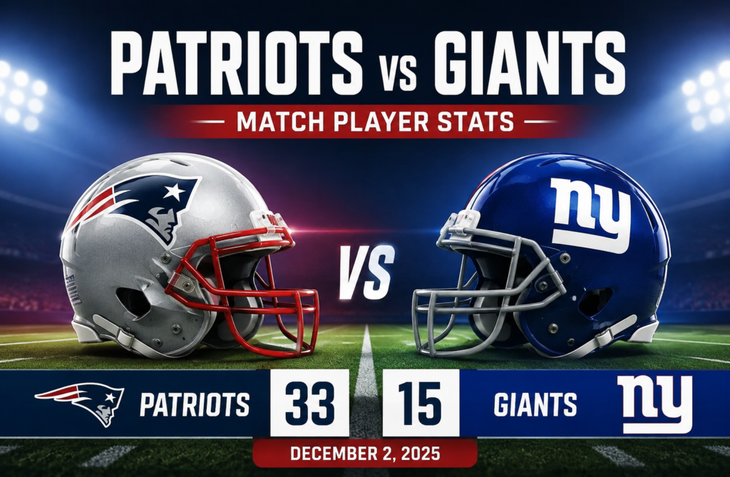 New England Patriots vs New York Giants Match Player Stats