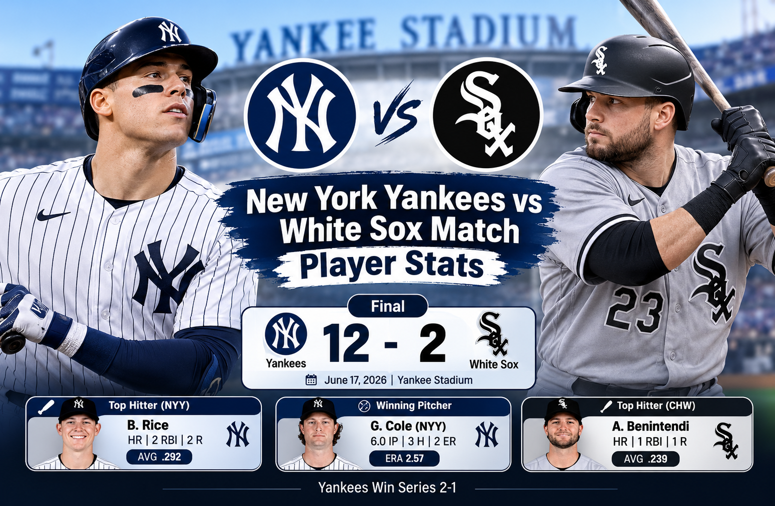 New York Yankees vs White Sox Match Player Stats