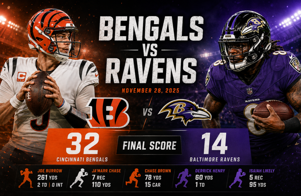 bengals vs baltimore ravens match player stats