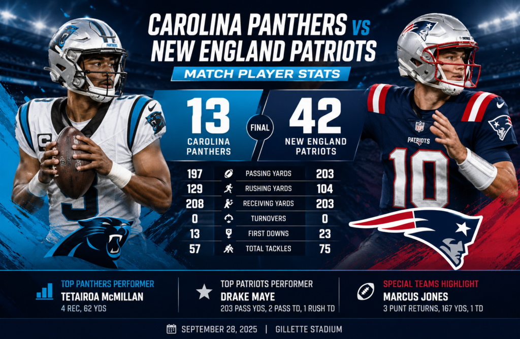 carolina panthers vs new england patriots match player stats