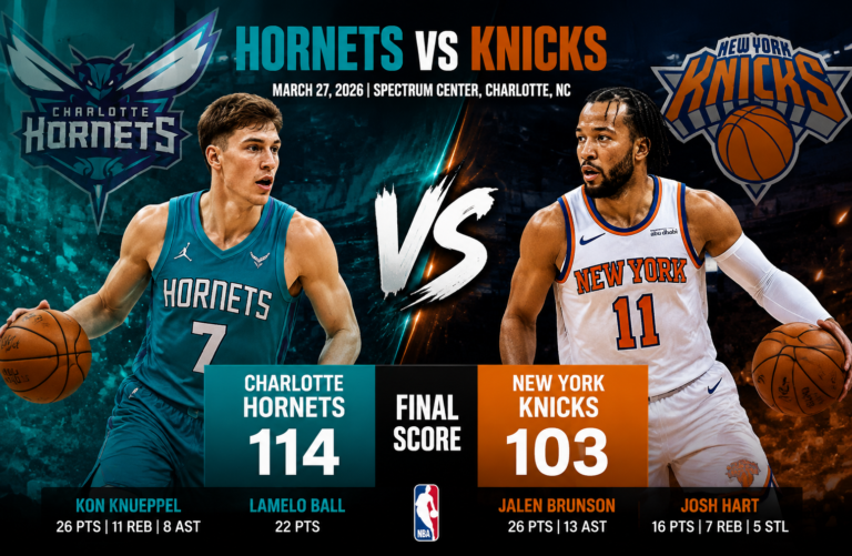 charlotte hornets vs knicks match player stats