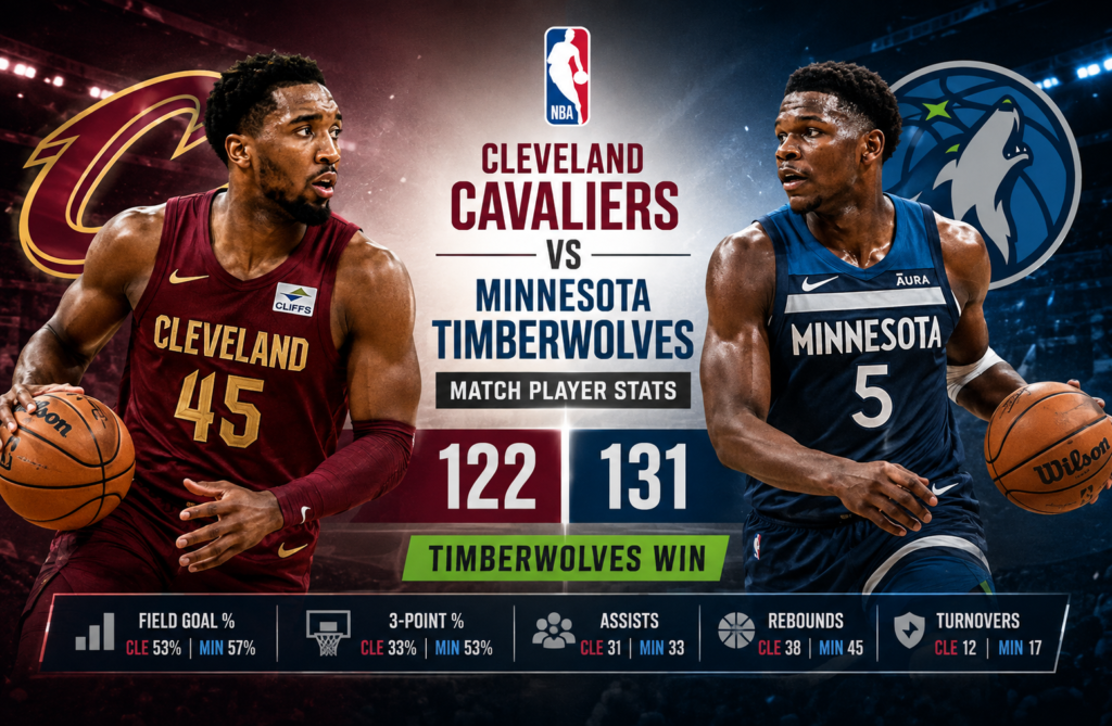 cleveland cavaliers vs timberwolves match player stats
