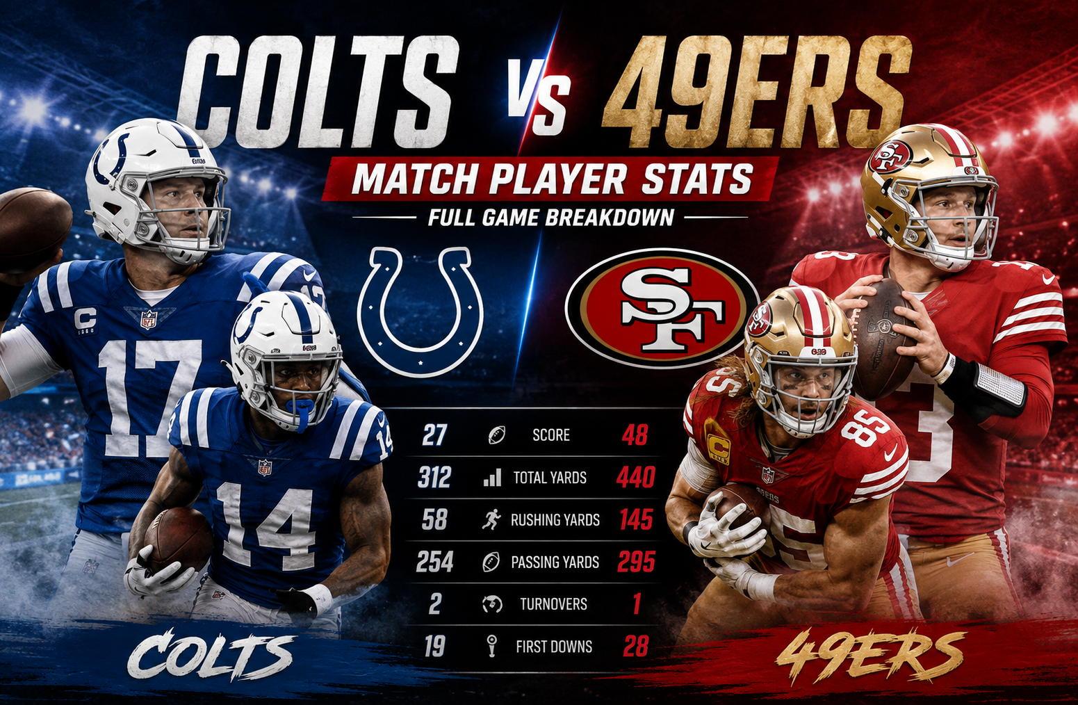 colts vs 49ers match player stats