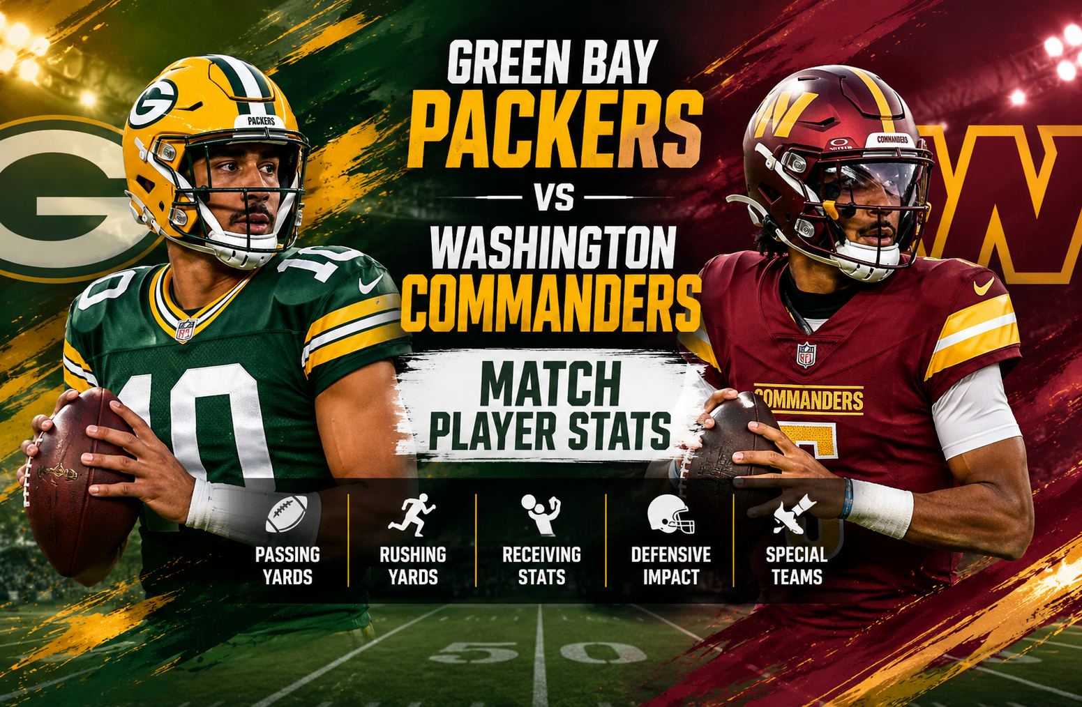green bay packers vs washington commanders match player stats