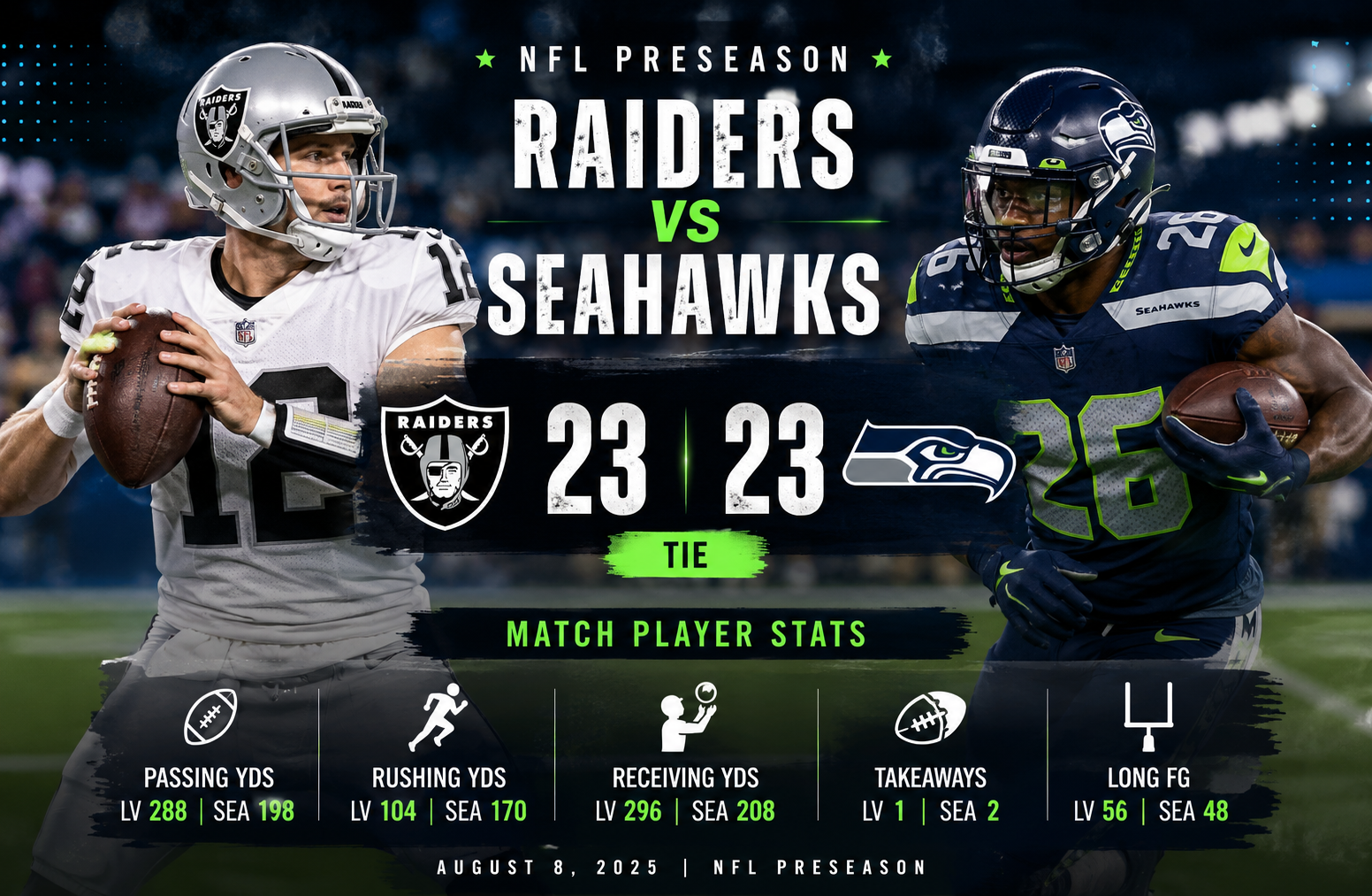 las vegas raiders vs seahawks match player stats