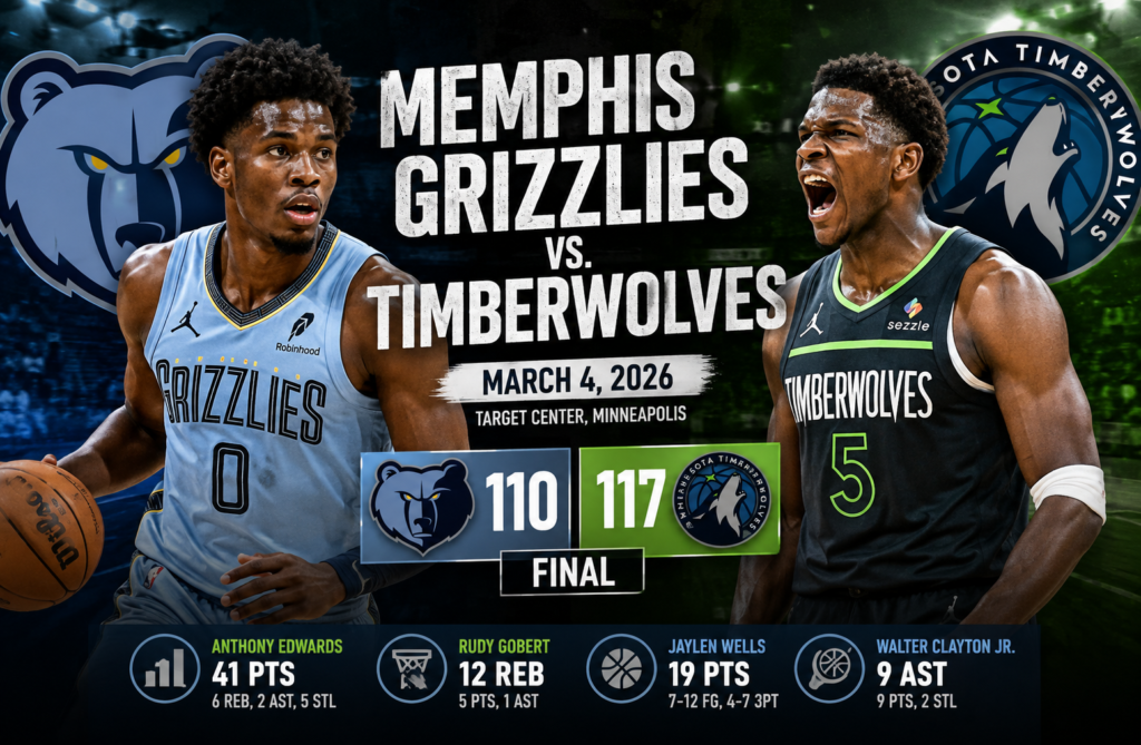 memphis grizzlies vs timberwolves match player stats