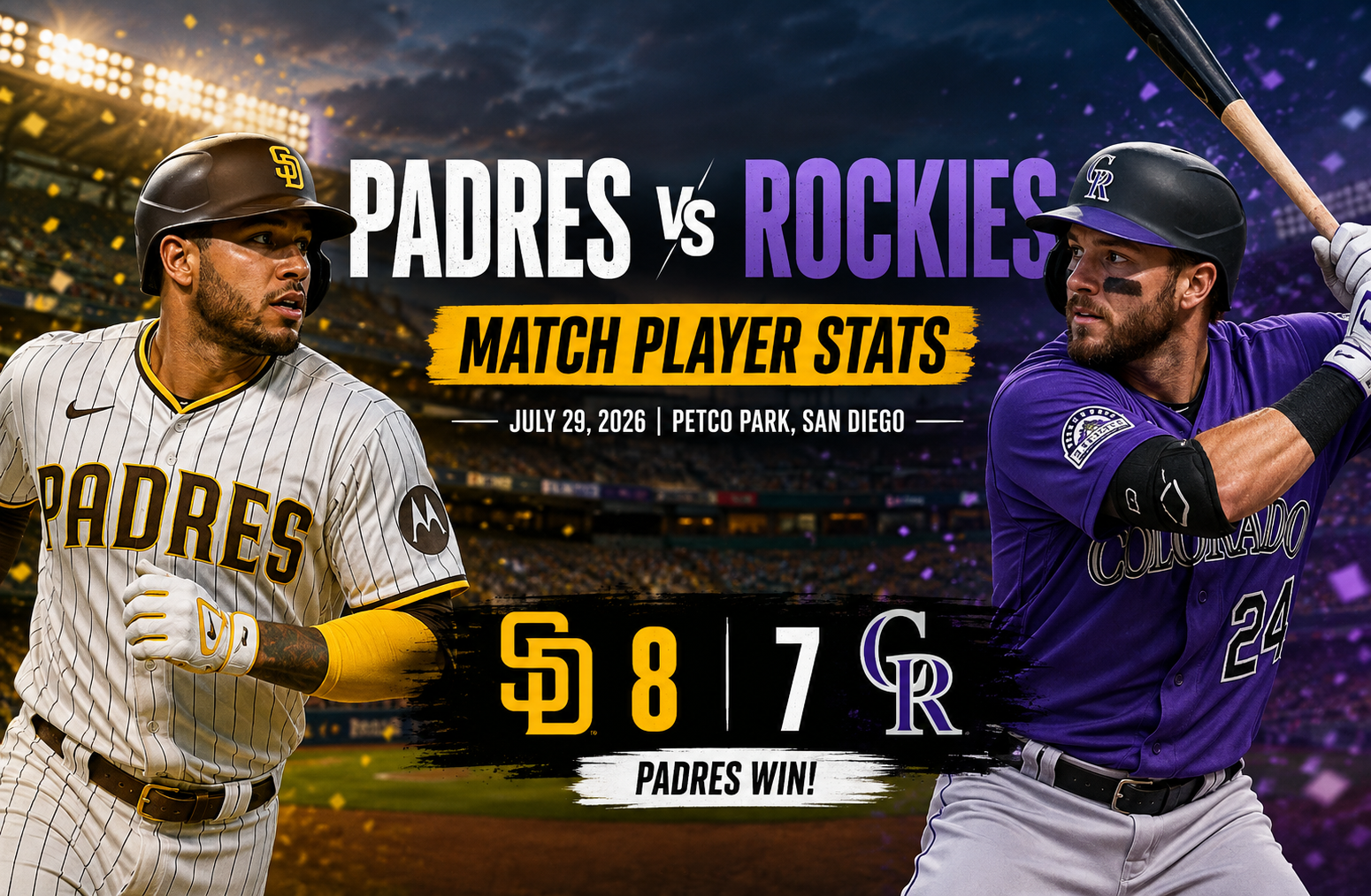 Padres vs Colorado Rockies Match Player Stats