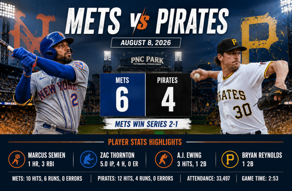 pittsburgh pirates vs mets match player stats