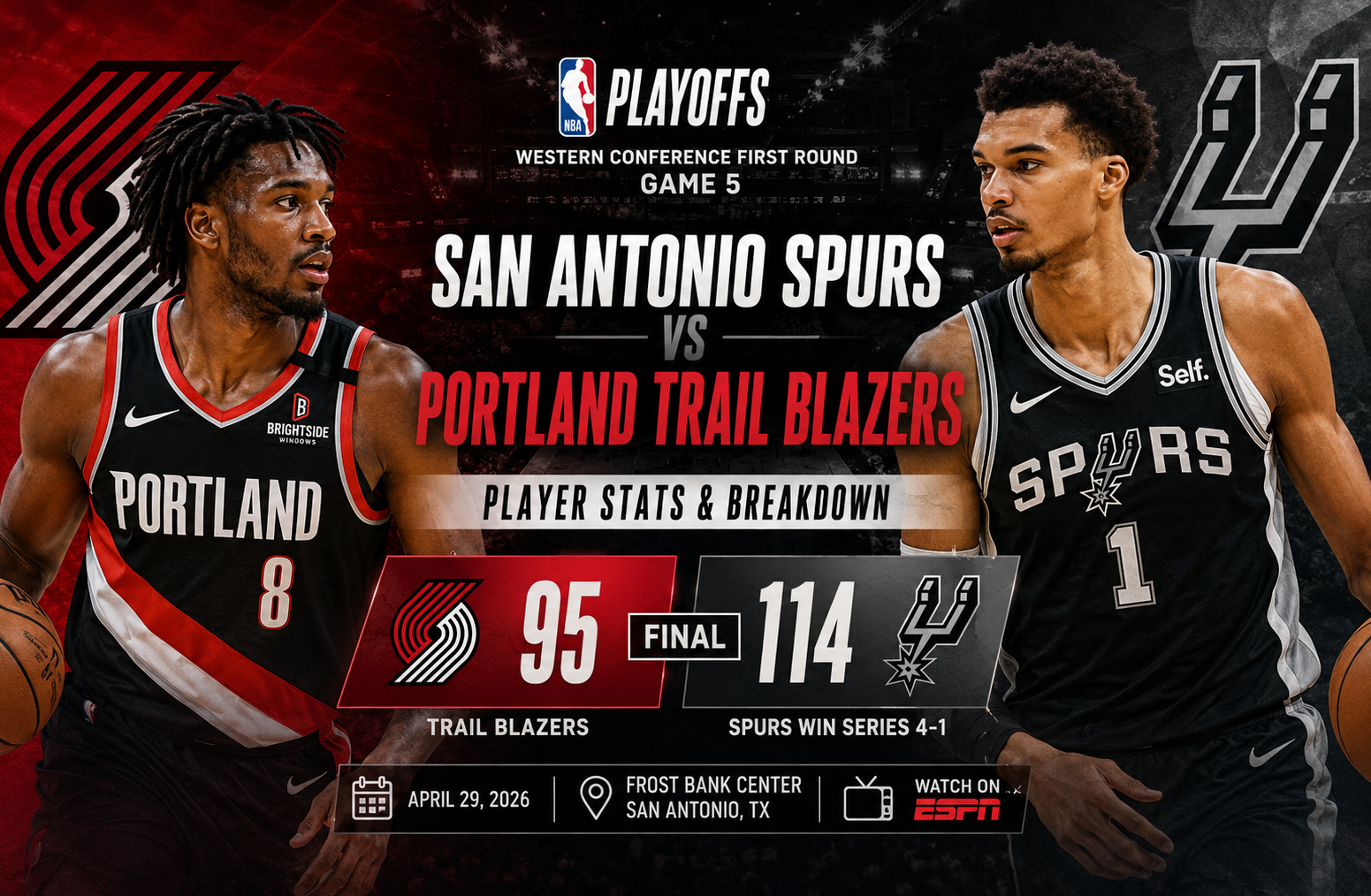 san antonio spurs vs portland trail blazers match player stats
