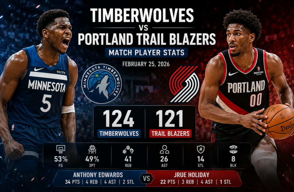 timberwolves vs portland trail blazers match player stats