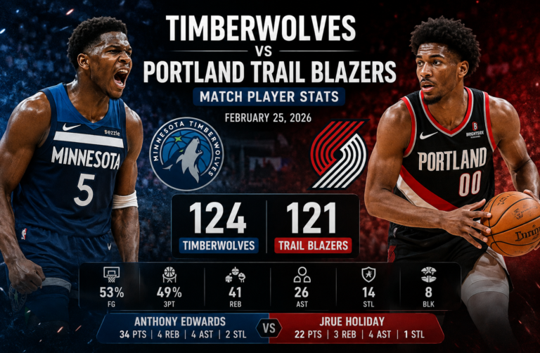 timberwolves vs portland trail blazers match player stats