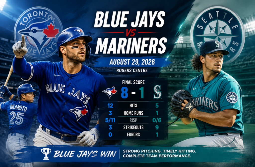 Toronto Blue Jays vs Seattle Mariners Match Player Stats