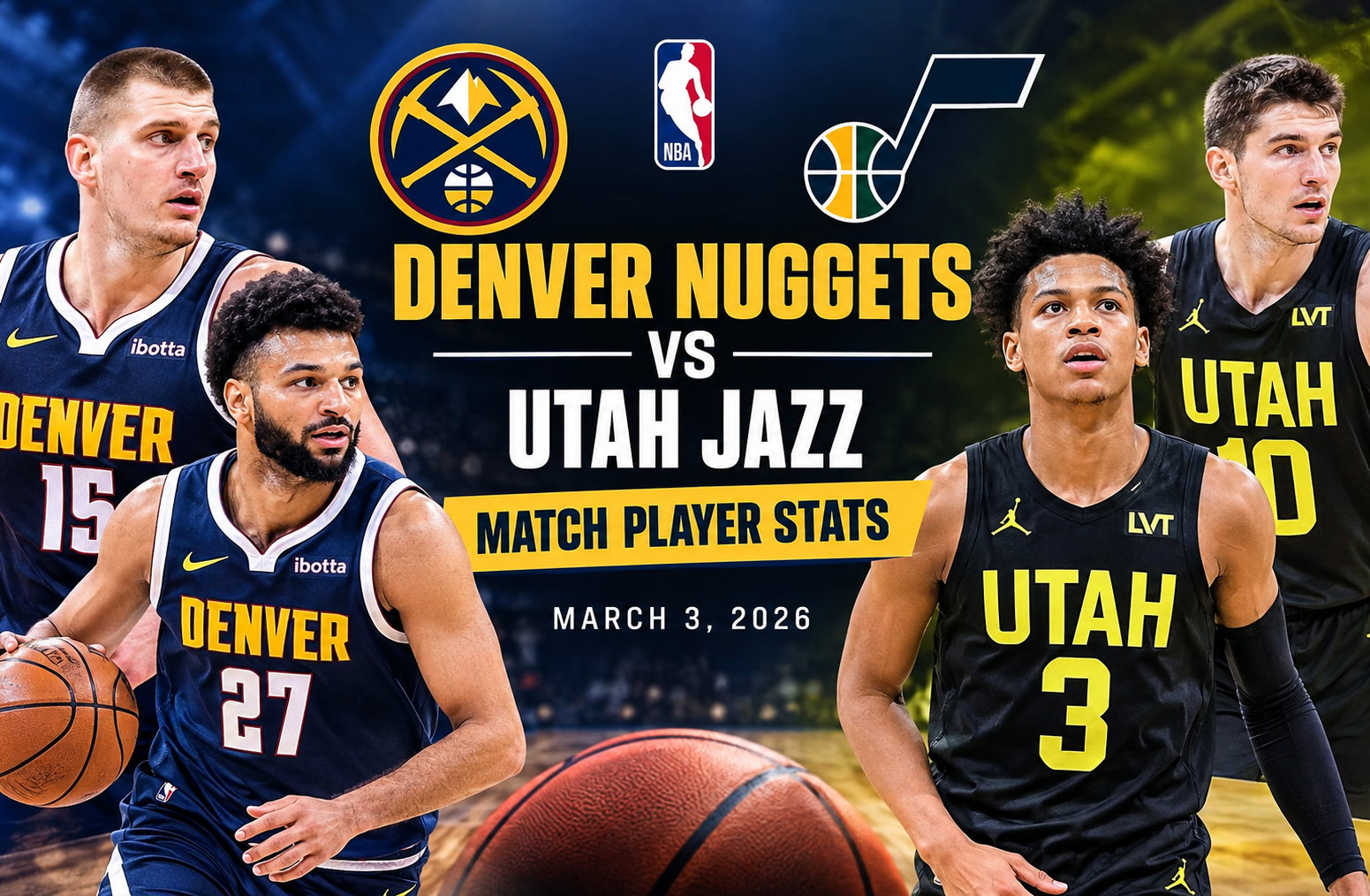 denver nuggets vs utah jazz match player stats