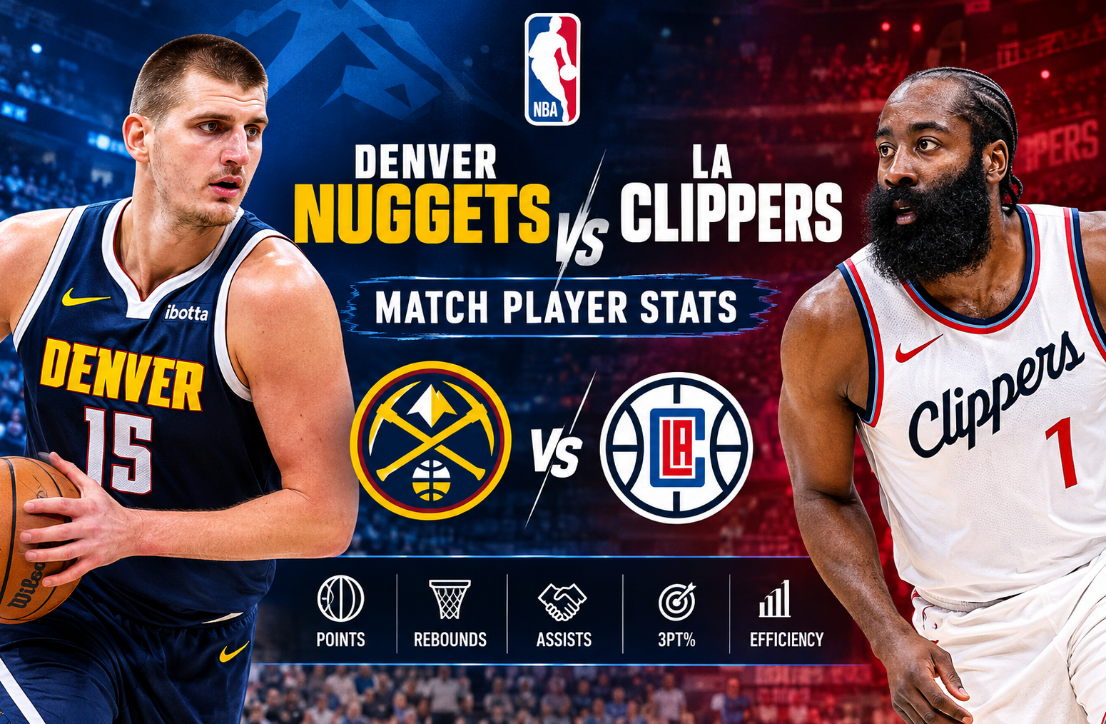 denver nuggets vs la clippers match player stats