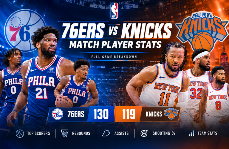 76ers vs knicks match player stats