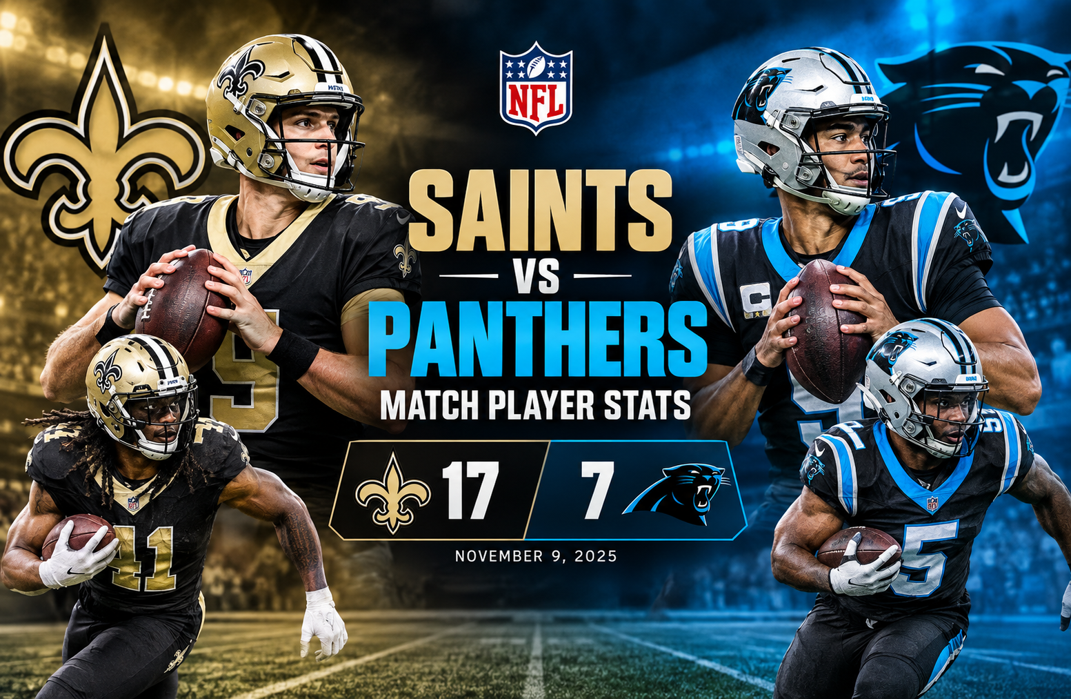 New Orleans Saints vs Carolina Panthers Match Player Stats