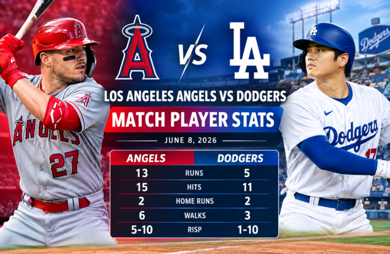 los angeles angels vs dodgers match player stats