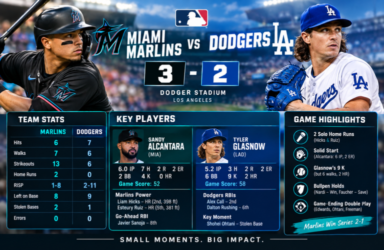 miami marlins vs dodgers match player stats
