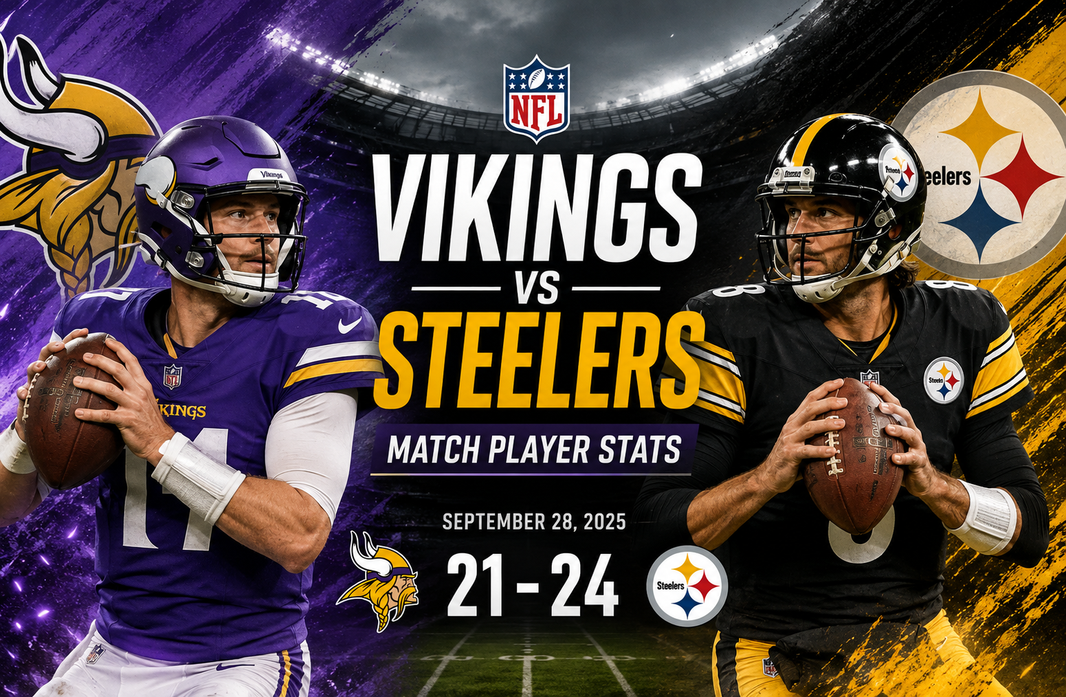 minnesota vikings vs pittsburgh steelers match player stats