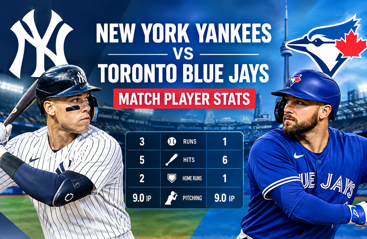 new york yankees vs toronto blue jays match player stats