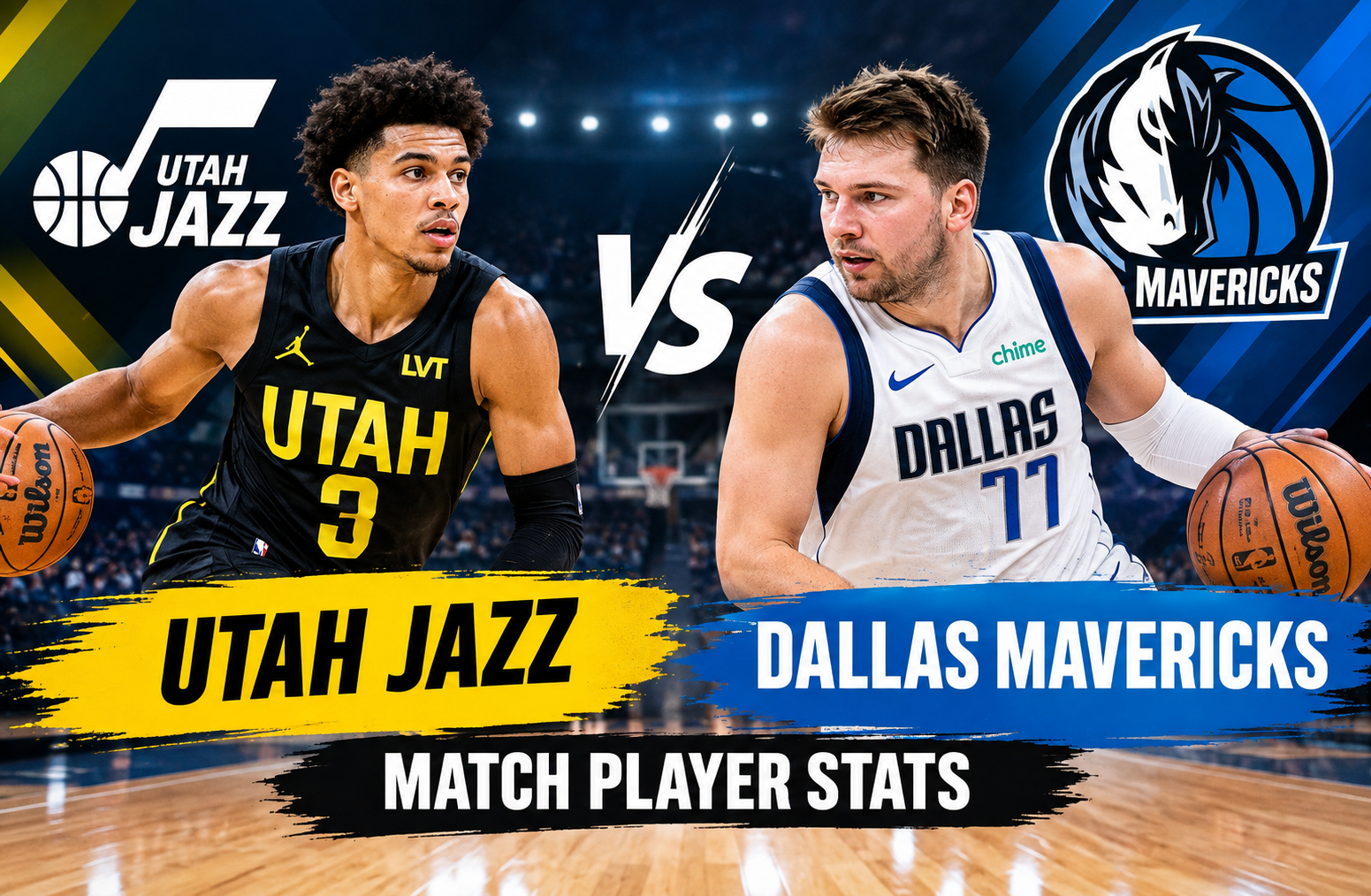 utah jazz vs dallas mavericks match player stats