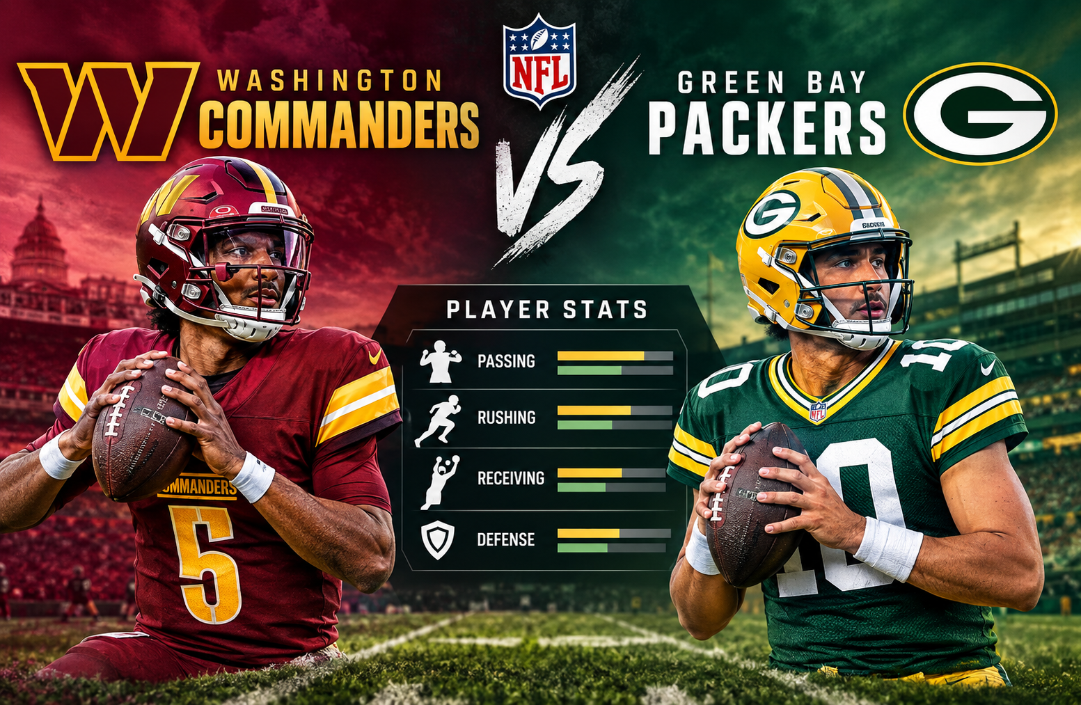 washington commanders vs green bay packers match player stats